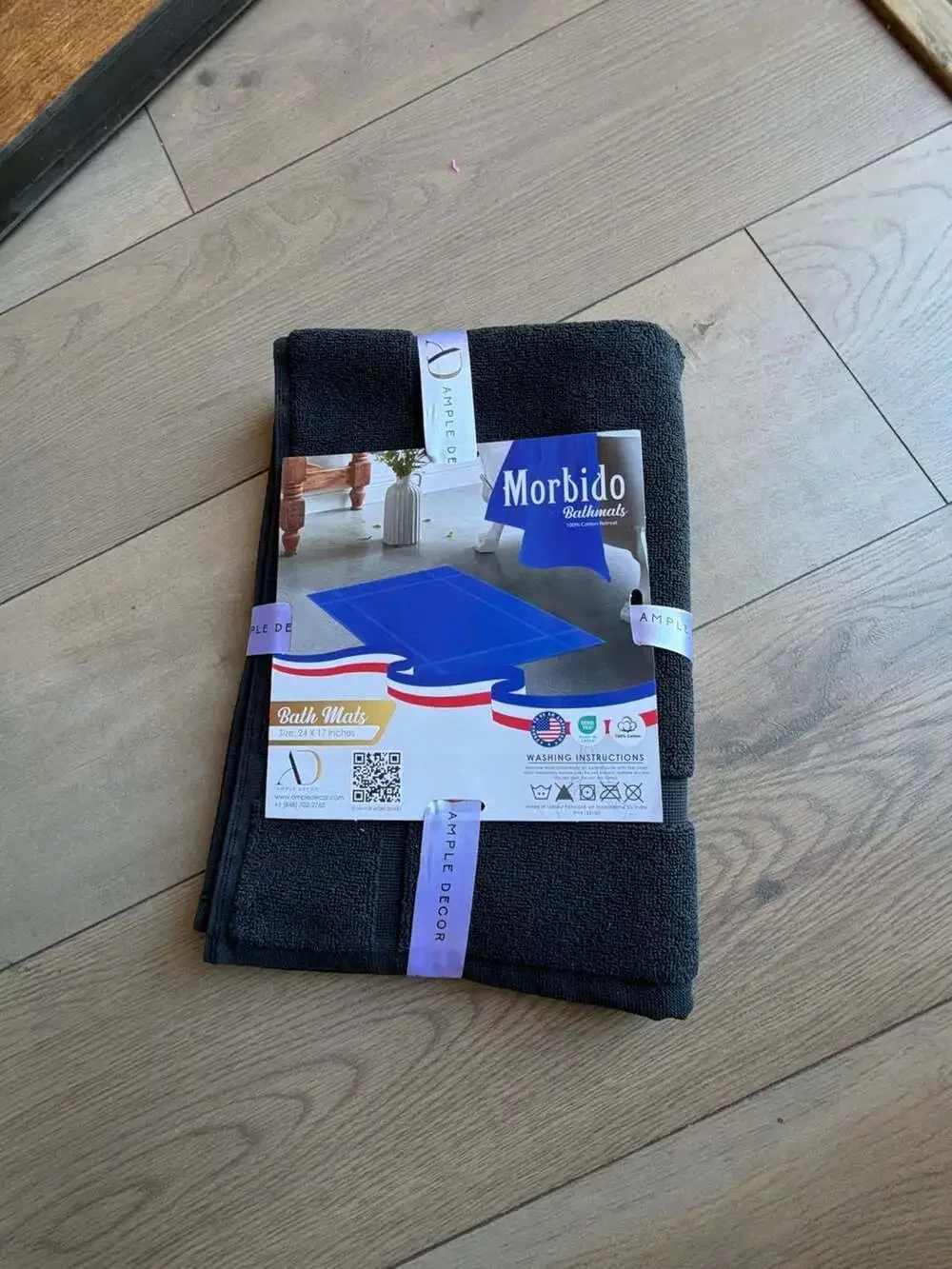 Ample Decor Morbido Cotton Bath Mat 24 x 17 Inches - Black